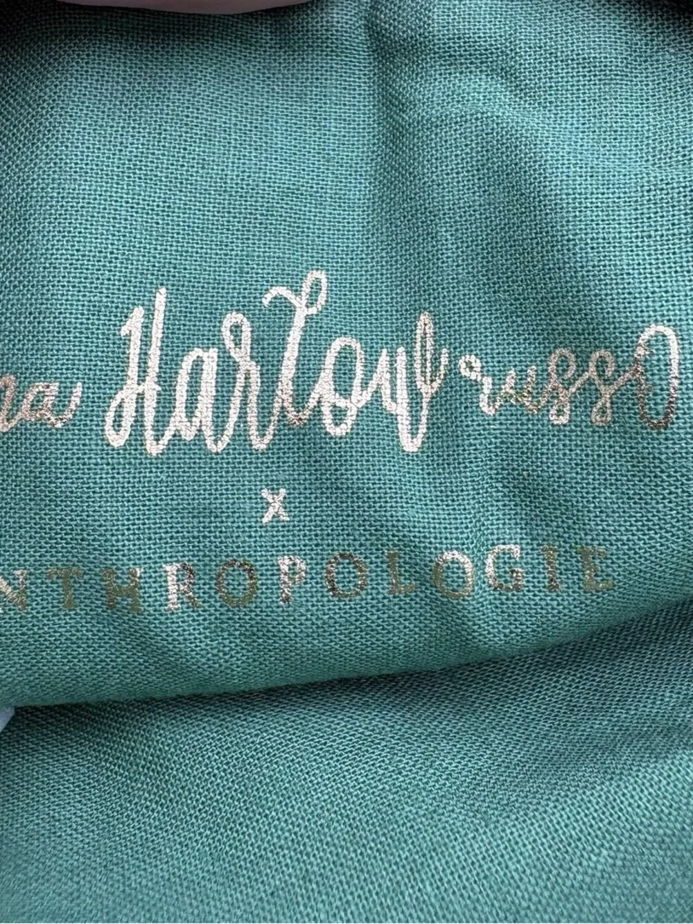 Anthropologie Green Round Embellished Wristlet with Floral Appliqué